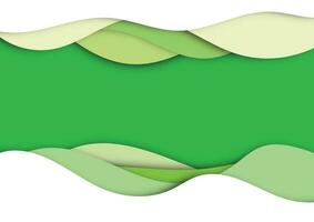 Green abstract paper wave layer cut background.Paper art style of cover design for business banner template and material design.Vector illustration. vector