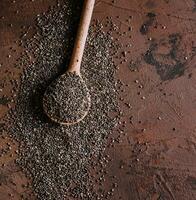 poppy seeds on a wooden spoon photo