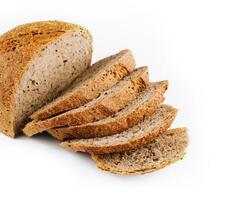 Black bread with seeds on white photo