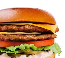 Fresh tasty burger isolated on white background photo