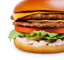 Fresh tasty burger isolated on white background photo