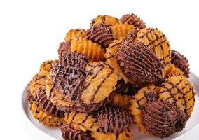Homemade crunchy cookies with chocolate cream photo