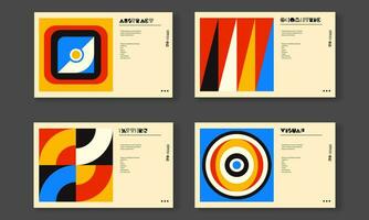 Bauhaus inspired graphic design of vector poster cover layout made with vector abstract elements and geometric shapes, useful for poster art, website headers, front page design,