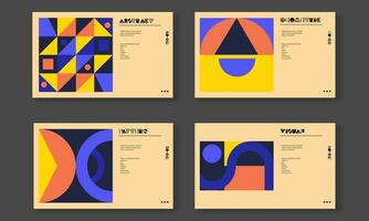 Postmodernism inspired graphic design of vector poster cover layout made with vector abstract elements and geometric shapes, useful for poster art, website headers, front page design,