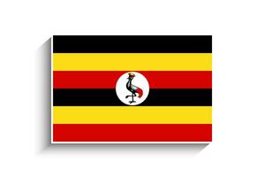 Flat Rectangle Uganda Flag Icon vector