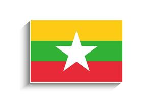 Flat Rectangle Myanmar Flag Icon vector