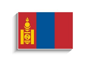 Flat Rectangle Mongolia Flag Icon vector