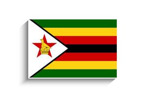 Flat Rectangle Zimbabwe Flag Icon vector