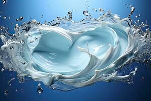 AI generated Bottles of cosmetic product with water splash on pink background 3D rendering. Generative AI photo