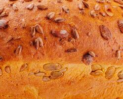 Freshly baked wheat and rye bread with seeds photo