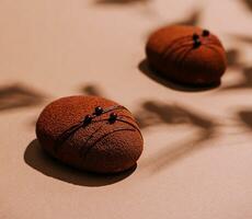 French chocolate mousse cakes top view photo
