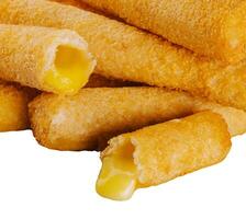 Pile of tasty cheese sticks isolated on white photo