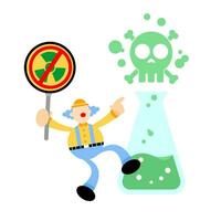 clown carnival stop hazardous skull alert danger toxic laboratory formula cartoon doodle flat design style vector illustration