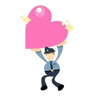 police officer people man gift love heart cartoon doodle flat design style vector illustration