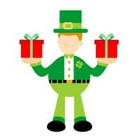 leprechaun happy gift box cartoon doodle flat design style vector illustration