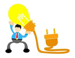 businessman and lamp light idea cartoon doodle flat design style vector illustration
