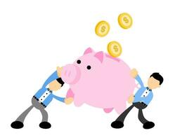 businessman worker pick pig bank money dollar economy cartoon doodle flat design style vector illustration