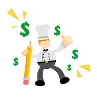 cocinero hombre lápiz dólar icono dibujos animados garabatear plano diseño estilo vector ilustración