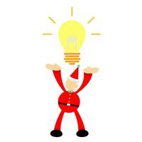 happy christmas red santa claus with technology electronic idea light bulb cartoon doodle flat design style vector illustration