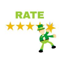 happy Leprechaun Review Star Rate Cartoon doodle flat design style vector illustration