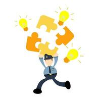 police officer man puzzle lamp bulb cartoon doodle flat design style vector illustration