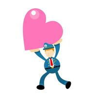 marinero capitán Armada hombre regalo amor corazón dibujos animados garabatear plano diseño estilo vector ilustración