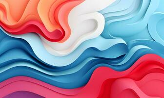 Colorful abstract paper cut wave with multi layers color texture. Vibrant colors smooth gradient for create background or decoration.AI Generative photo