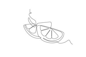 Continuous one line drawing of lemon fruit vector illustration