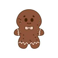 Christmas Gingerbread man retro cartoon character vector