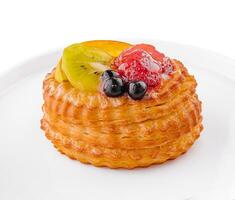 Fresh delicious puff pastry with sweet berries photo