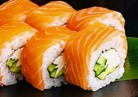 Philadelphia Sushi Rolls Set with Salmon and Cream Cheese photo