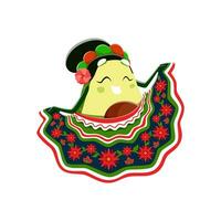 Cartoon mexican dancing avocado character vector