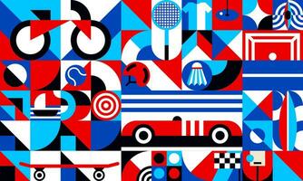 Bauhaus geometric summer sports retro pattern vector