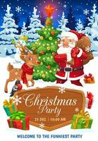 Christmas party flyer, vector invitation poster