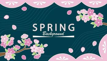 Spring sakura frame background vector