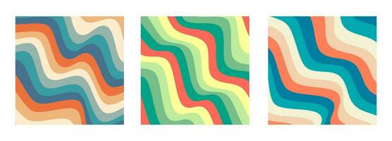 Wave background in retro style. Colorful psychedelic texture for design. Vintage graphic ripple stripe print. vector