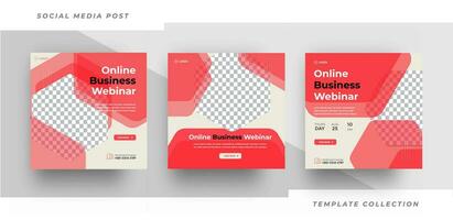 Online Webinar Social Media Post Set , Corporate Business Promotion Social Media Business conference Web Banner, Square Flyer Design Template, Pro Vector