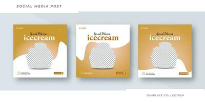 especial delicioso hielo crema social medios de comunicación bandera enviar y especial chocolate hielo crema modelo diseño Pro vector