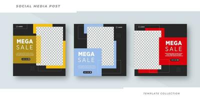Mega sale post design template background Pro vector