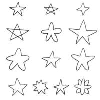 Doodle star set. Cute pen line elements. Sparkle decoration, symbol, icon. Simple sketch line style pattern elements. vector