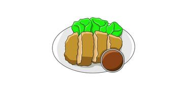 animated video of the chicken katsu icon, a typical Japanese food