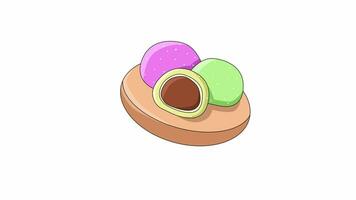 Animated video of the typical Japanese food mochi cake icon