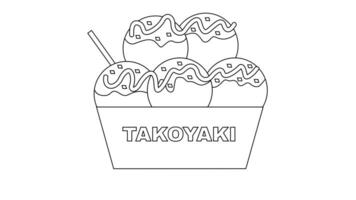 animado esboço do a típica japonês Comida takoyaki ícone video