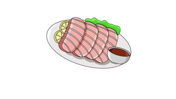 animated video of the Sashimi icon, a typical Japanese food