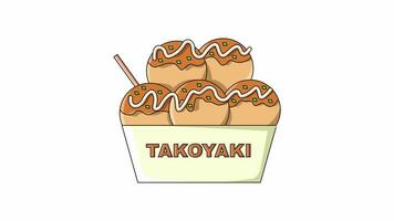 Animation forms a typical Japanese food takoyaki icon video