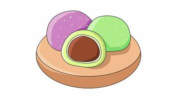 Animation forms a typical Japanese food mochi cake icon video
