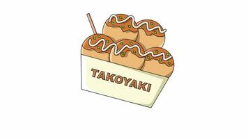animado vídeo do a típica japonês Comida takoyaki ícone video