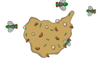 animazione di un' sbirciare essere infestato con mosche video