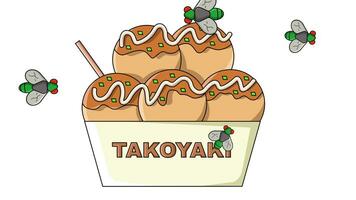 animation de takoyaki étant attaqué par mouches video