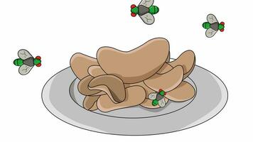 animazione di patatine fritte essere visitato di mosche video